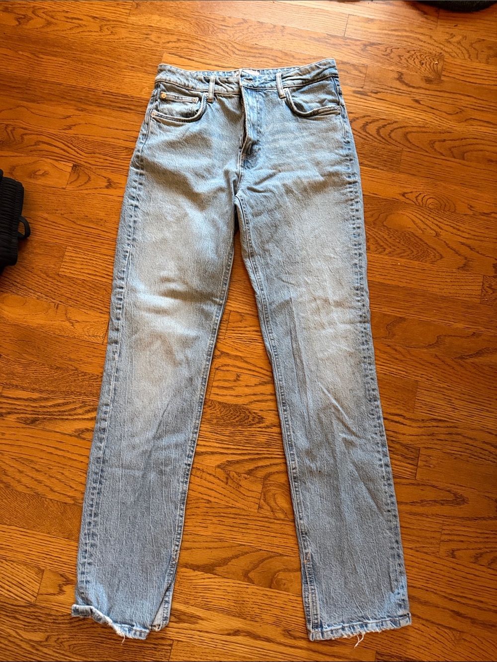 Zara Light Blue High-Rise Straight Leg Jeans